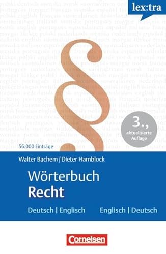 Beispielbild fr Lextra - Englisch - Fachwrterbcher: Wrterbuch Recht: Deutsch-Englisch/Englisch-Deutsch zum Verkauf von medimops