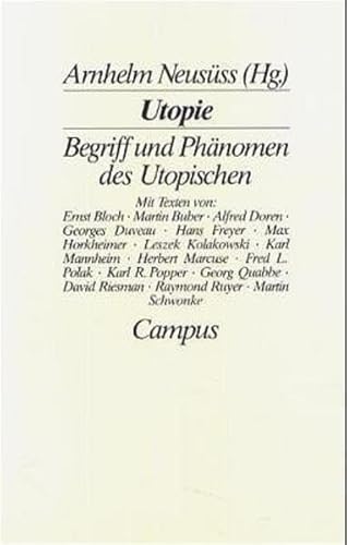 Beispielbild fr Utopie. Begriff u. Phnomen d. Utopischen. zum Verkauf von Antiquariat & Verlag Jenior