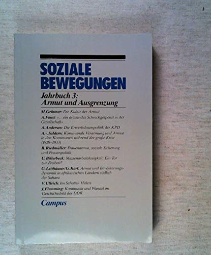Imagen de archivo de Soziale Bewegungen: Geschichte und Theorie / Armut und Ausgrenzung Jahrbuch 3 a la venta por NEPO UG