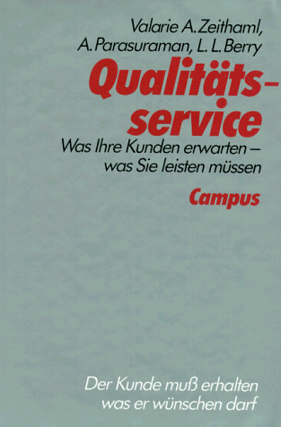 Stock image for Qualittsservice. Was Ihr Kunden erwarten - was Sie leisten mssen. Der Kunde muss erhalten, was er wnschen darf [Gebundene Ausgabe] von Valerie A. Zeithaml (Autor), A. Parasuraman (Autor), Leonard L. Berry J H Rastalsky Qualittsservice Kundendienst Kundenservice Assistance Kundenzufriedenheit CRM Customer Relations Customer Relationship Management business-Marketing Dientsleistungen Services Aufgrund der individuell unterschiedlichen Erwartungshaltungen und -mastbe der Kunden bzw. der dort handelnden Personen (zum Beispiel die Mitglieder eines buying-centers oder eines Projektteams beim Kundenunternehmen) sind auch erhebliche Unterschiede in der Auswirkung auf die Wahrnehmung der vom liefernden Unternehmen gebotenen Leistung zu erwarten. So sind beispielsweise Kunden mit einem durchweg hohen Erwartungsniveau weitaus schwieriger zufriedenzustellen als Kunden mit einem niedrigeren Erwartungsniveau. Die Erwartungen eines Kunden im business to business-Marketing knnen im wesentlichen for sale by BUCHSERVICE / ANTIQUARIAT Lars Lutzer