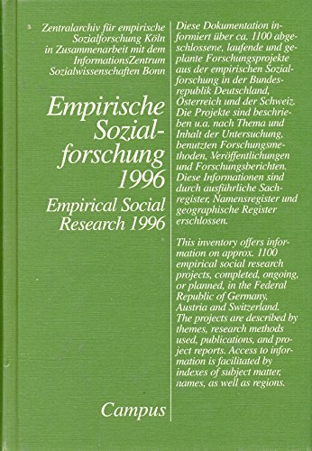 Stock image for Empirische Sozialforschug 1996. Empirical Social Research 1996. for sale by Antiquariaat Schot