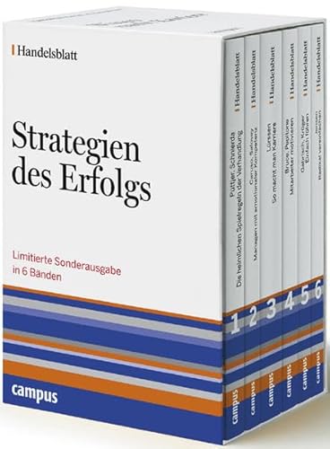 Stock image for Strategien des Erfolgs; Band 1-6 (komplett im Schuber). Band 1: Christian Pttjer, Uwe Schnierda: Die heimlichen Spielregeln der Verhandlung / Band 2: David R. Caruso, Peter Salovey: Managen mit emotionaler Kompetenz / Band 3: Jrgen Lssen: So macht man Karriere / Band 4: Anne Bruce, James S. Pepitone: Mitarbeiter motivieren / Band 5: Jochen Gabrisch, Claudia Krger: Einfach fhren / Band 6: Bill Jensen: Radikal vereinfachen for sale by Bildungsbuch