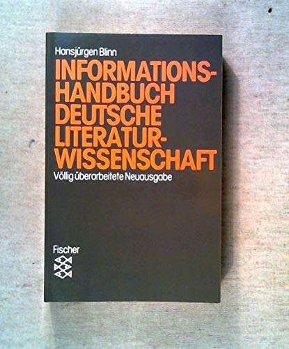 Beispielbild fr Informationshandbuch deutsche Literaturwissenschaft. V llig neu bearbeitete Ausgabe. zum Verkauf von WorldofBooks