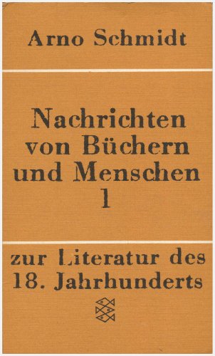 9783596211647: Nachrichten von Bchern und Menschen, I. Zur Literatur des 18. Jahrhunderts.