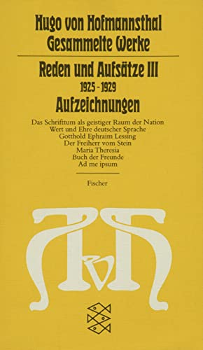 Beispielbild fr Gesammelte Werke, 10 Bde., Tb., 10, Reden und Aufstze III. (1925 - 1929). Aufzeichnungen. zum Verkauf von medimops