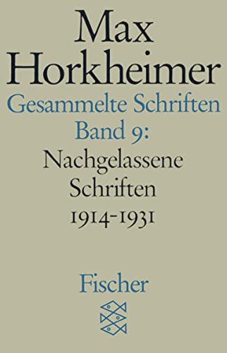 Gesammelte Schriften VIIII. (9783596273836) by Horkheimer, Max; Schmidt, Alfred