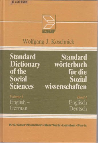 Stock image for Standard Dictionary of the Social Sciences/Standard-Worterbuch Fur Die Sozial-Wissenschaften: Englis for sale by medimops