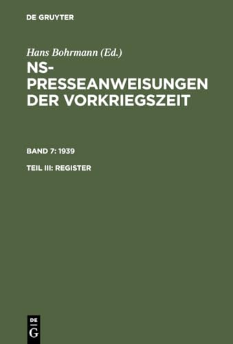 9783598114359: 1939. Register (German Edition)