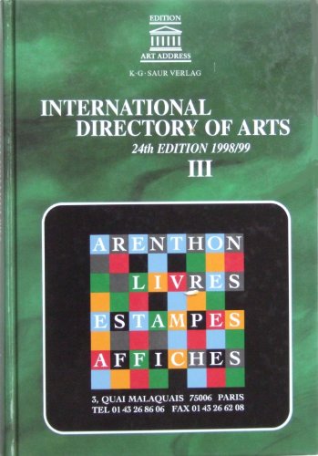 Stock image for International Directory of Arts 1998-99 24th Edition for sale by ANARTIST