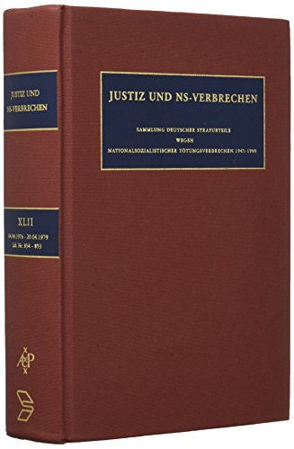 Stock image for Die Vom 04.06.1976 Bis Zum 20.04.1979 Ergangenen Strafurteile. Lfd. Nr. 834-852 for sale by Revaluation Books