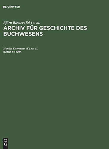 9783598248375: Archiv Fr Geschichte Des Buchwesens 1994 (41)