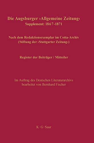 9783598349775: Register der Beitrger / Mitteiler: Supplement: 18671871