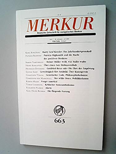 Beispielbild fr Merkur. Deutsche Zeitschrift fr europisches Denken, Nr. 663, Heft 7, 58. Jahrgang, Juli 2004 zum Verkauf von Norbert Kretschmann