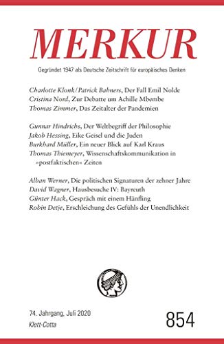 9783608974935: MERKUR Gegrndet 1947 als Deutsche Zeitschrift fr europisches Denken - Nr. 854, Heft 07/ Juli 2020