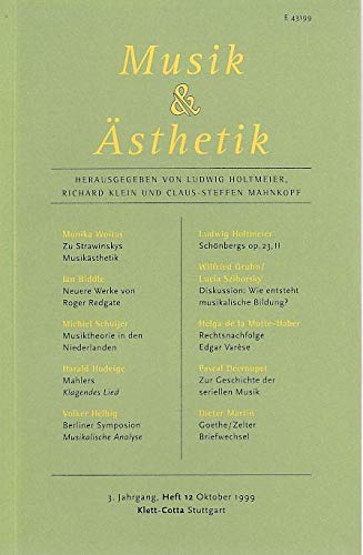 Beispielbild fr Musik und sthetik, 3. Jahrgang, Heft 12, Oktober 1999 zum Verkauf von medimops