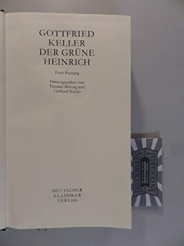 9783618609209: Smtliche Werke Band 2. Der grne Heinrich (1. Fassung): Band 2: Der grne Heinrich. Erste Fassung