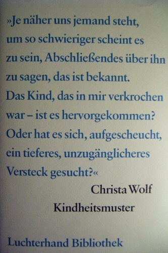 Beispielbild fr Kindheitsmuster: Roman zum Verkauf von Better World Books