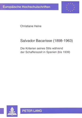 Beispielbild fr Salvador Bacarisse (1898-1963). zum Verkauf von SKULIMA Wiss. Versandbuchhandlung
