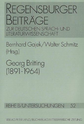 Beispielbild fr Georg Britting (1891-1964). Vortrge des Regensburger Kolloquiums 1991. zum Verkauf von Antiquariat Bader Tbingen