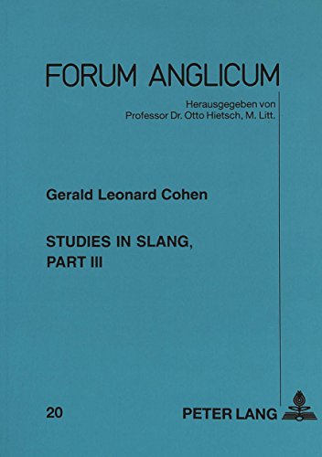 9783631462492: Studies in Slang, part 3: Pt. 3 (Forum Anglicum S.)