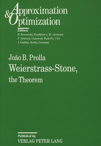 Stock image for Weierstrass-Stone, The Theorem (Approximation & optimization) for sale by Revaluation Books