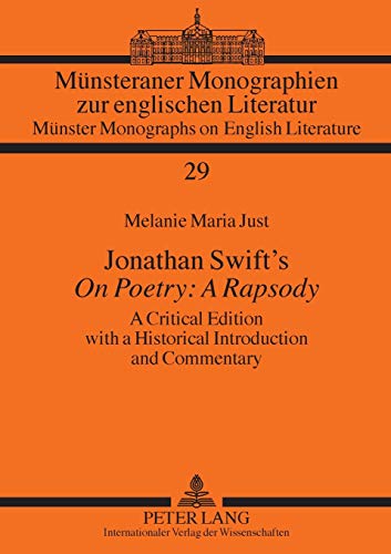 Beispielbild fr Jonathan Swift`s On Poetry: A Rapsody A Critical Edition with a H zum Verkauf von Librairie La Canopee. Inc.