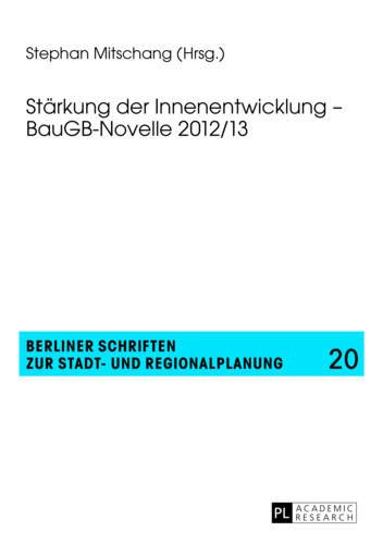 9783631626603: Strkung Der Innenentwicklung - Baugb-Novelle 2012/13
