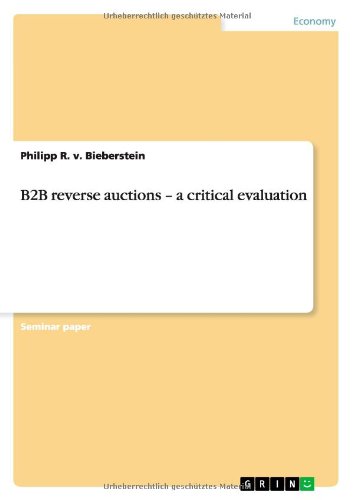 Stock image for B2B reverse auctions - a critical evaluation for sale by medimops