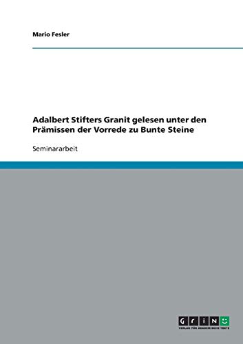 Beispielbild fr Adalbert Stifters Granit gelesen unter den Prmissen der Vorrede zu Bunte Steine zum Verkauf von medimops