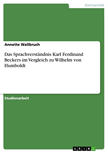 9783638922364: Das Sprachverstndnis Karl Ferdinand Beckers im Vergleich zu Wilhelm von Humboldt