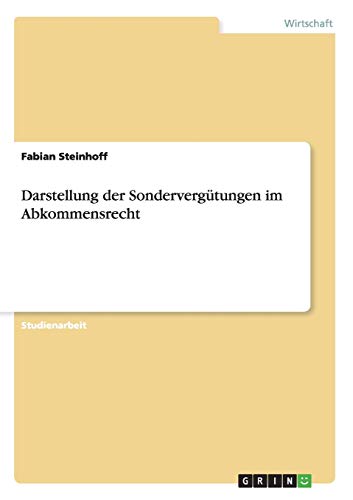 Stock image for Darstellung der Sondervergtungen im Abkommensrecht for sale by Buchpark