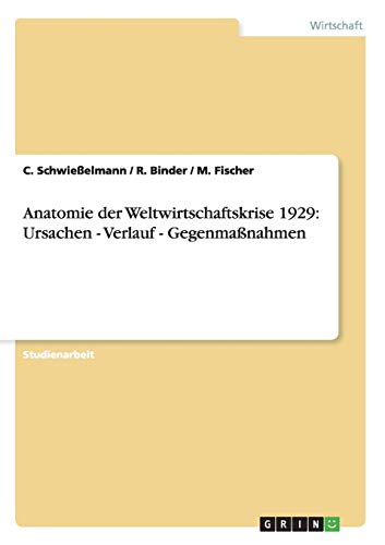 9783640441129: Die Anatomie der Weltwirtschaftskrise 1929. Ursachen, Verlauf, Gegenmanahmen