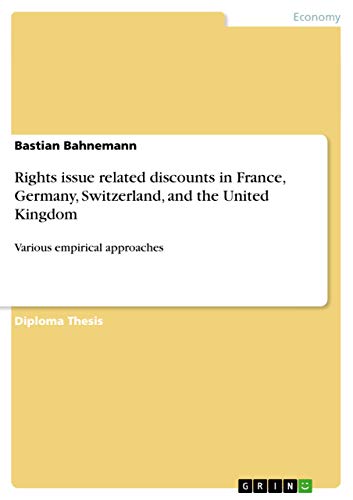 Beispielbild fr Rights Issue Related Discounts in France, Germany, Switzerland, and the United Kingdom zum Verkauf von Books Puddle