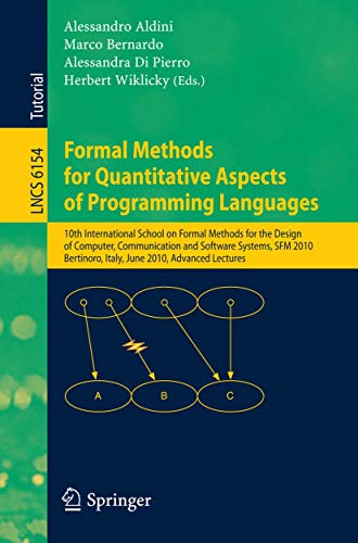 Imagen de archivo de Formal Methods for Quantitative Aspects of Programming Languages Programming and Software Engineering a la venta por Blackwell's