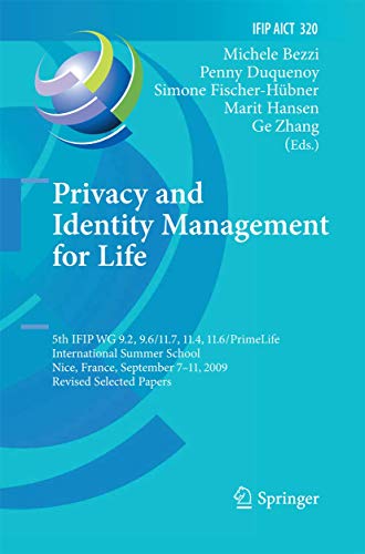 Stock image for Privacy and Identity Management for Life: 5th IFIP WG 9.2,. for sale by Books Puddle