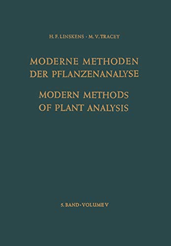 Beispielbild fr Modern Methods of Plant Analysis / Moderne Methoden der Pflanzenanalyse zum Verkauf von Kennys Bookshop and Art Galleries Ltd.