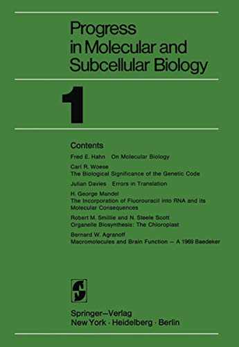 Imagen de archivo de Progress in Molecular and Subcellular Biology (Progress in Molecular and Subcellular Biology, 1) a la venta por Ammareal