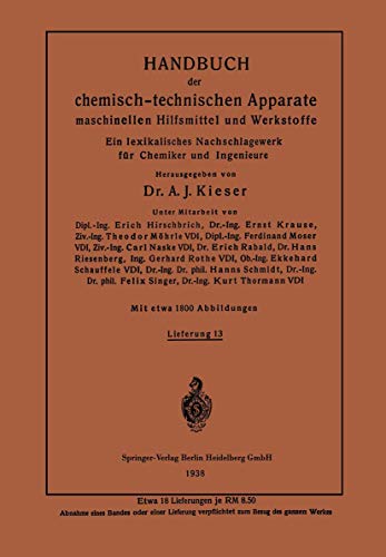 9783642485367: Handbuch der chemisch-technischen Apparate maschinellen Hilfsmittel und Werkstoffe: Ein lexikalisches Nachschlagewerk fr Chemiker und Ingenieure (German Edition)