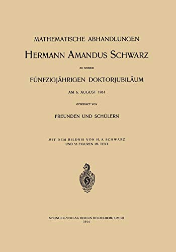 Imagen de archivo de Mathematische Abhandlungen Hermann Amandus Schwarz a la venta por Ria Christie Collections