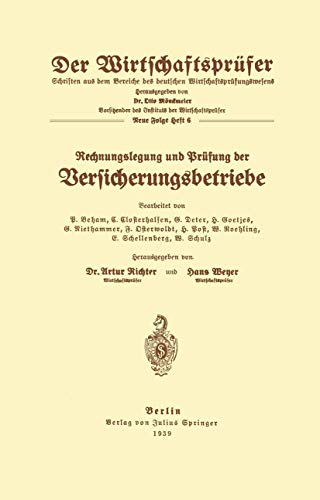 Beispielbild fr Rechnungslegung und Prfung der Versicherungsbetriebe (Der Wirtschaftsprfer) zum Verkauf von Revaluation Books