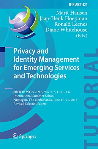 Stock image for Privacy and Identity Management for Emerging Services and Technologies for sale by Books Puddle