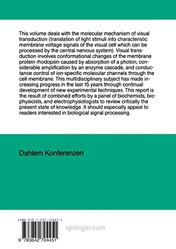 9783642704451: The Molecular Mechanism of Photoreception: Report of the Dahlem Workshop on the Molecular Mechanism of Photoreception Berlin 1984, November 25-30