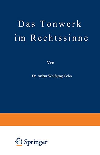 Imagen de archivo de Das Tonwerk im Rechtssinne (German Edition) a la venta por Lucky's Textbooks