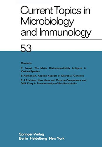 Imagen de archivo de Current Topics in Microbiology and Immunology: Ergebnisse der Mikrobiologie und Immunittsforschungs (Current Topics in Microbiology and Immunology, 53) a la venta por Big River Books