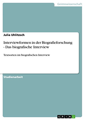 9783656225553: Interviewformen in der Biografieforschung - Das biografische Interview: Textsorten im biografischen Interview