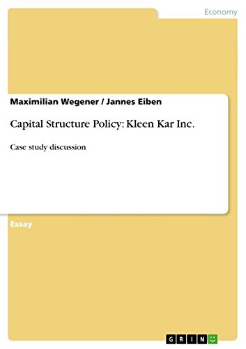 Imagen de archivo de Capital Structure Policy: Kleen Kar Inc. : Case study discussion a la venta por Buchpark