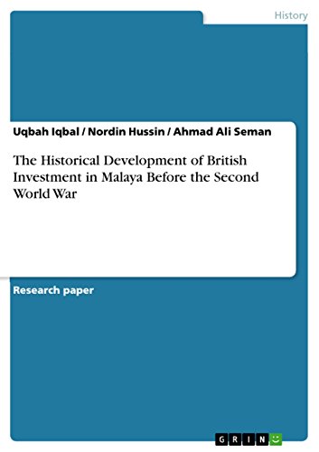 Beispielbild fr The Historical Development of British Investment in Malaya Before the Second World War zum Verkauf von Blackwell's