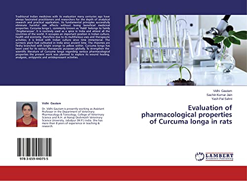 Stock image for Evaluation Of Pharmacological Properties Of Curcuma Longa In Rats for sale by Revaluation Books