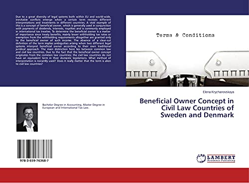 Imagen de archivo de Beneficial Owner Concept in Civil Law Countries of Sweden and Denmark a la venta por Lucky's Textbooks