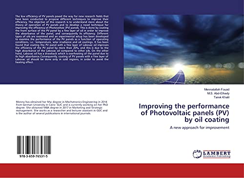 Stock image for Improving the performance of Photovoltaic panels (PV) by oil coating: A new approach for improvement for sale by Books Puddle